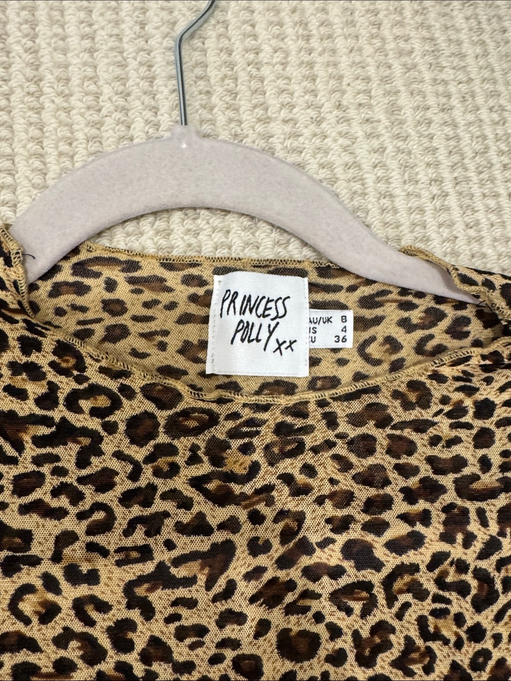 Princess Polly Leopard Print Long Sleeve Top - Tan & Black - Picture 2 of 3